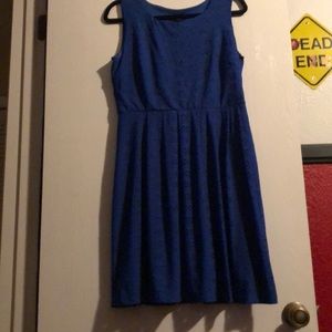 Blue Knee length sleeveless eyelet lace dress